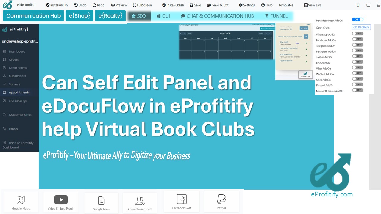 Can Self Edit Panel and eDocuFlow in eProfitify help Virtual Book Clubs